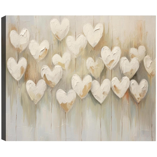 Heart Art for Valentine's Day 8x12 In, Elegant Beige Framed Canvas Wall Art, Attractive Valentine Pictures for Bedroom