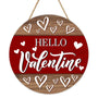 Hello Valentines Day Front Door Sign, Red Love Hearts Farmhouse Wood Hanger Outdoor Outside Porch Home Decor