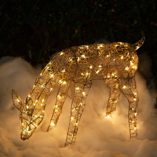 Outdoor/Indoor Christmas Grazing Reindeer Lighted Display – LED Holiday Deer Decoration
