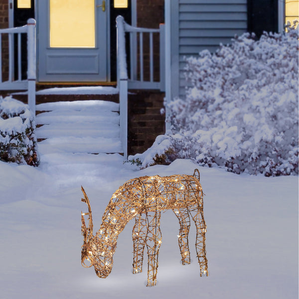 Outdoor/Indoor Christmas Grazing Reindeer Lighted Display – LED Holiday Deer Decoration
