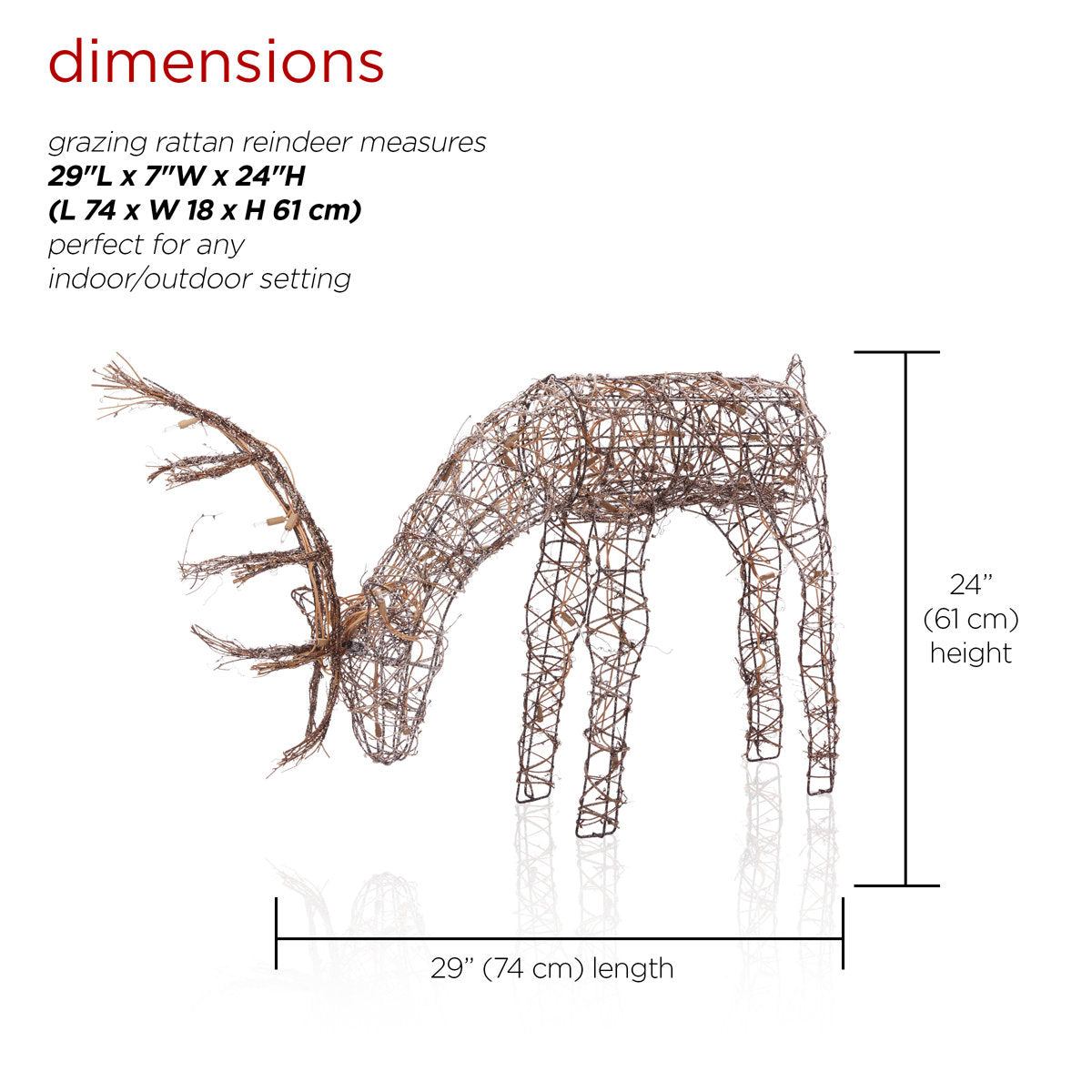 Outdoor/Indoor Christmas Grazing Reindeer Lighted Display – LED Holiday Deer Decoration