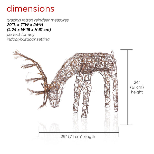 Outdoor/Indoor Christmas Grazing Reindeer Lighted Display – LED Holiday Deer Decoration