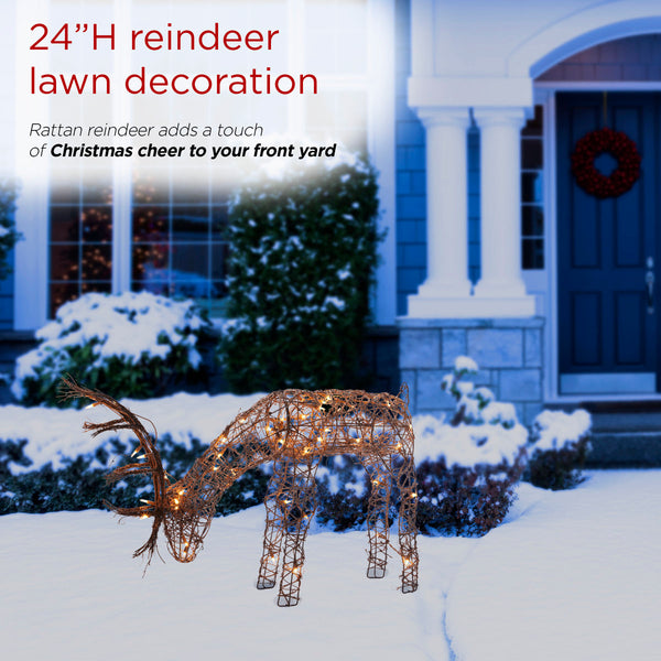Outdoor/Indoor Christmas Grazing Reindeer Lighted Display – LED Holiday Deer Decoration