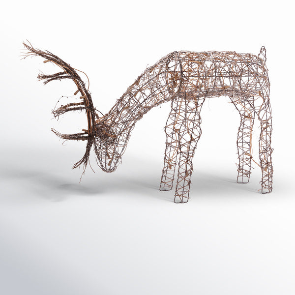 Outdoor/Indoor Christmas Grazing Reindeer Lighted Display – LED Holiday Deer Decoration w