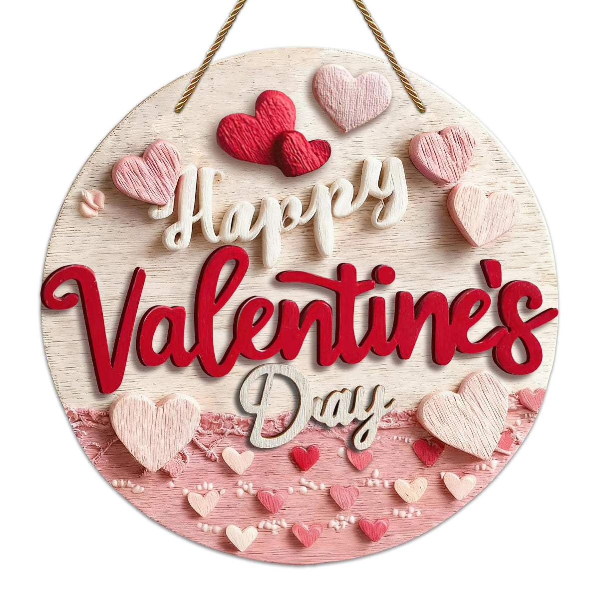 Happy Valentine's Day Welcome Door Sign 2D Flat Valentine's Day Hanging Sign Valentine Wreaths for Front Door Red Pink Love Hearts Door Hanger
