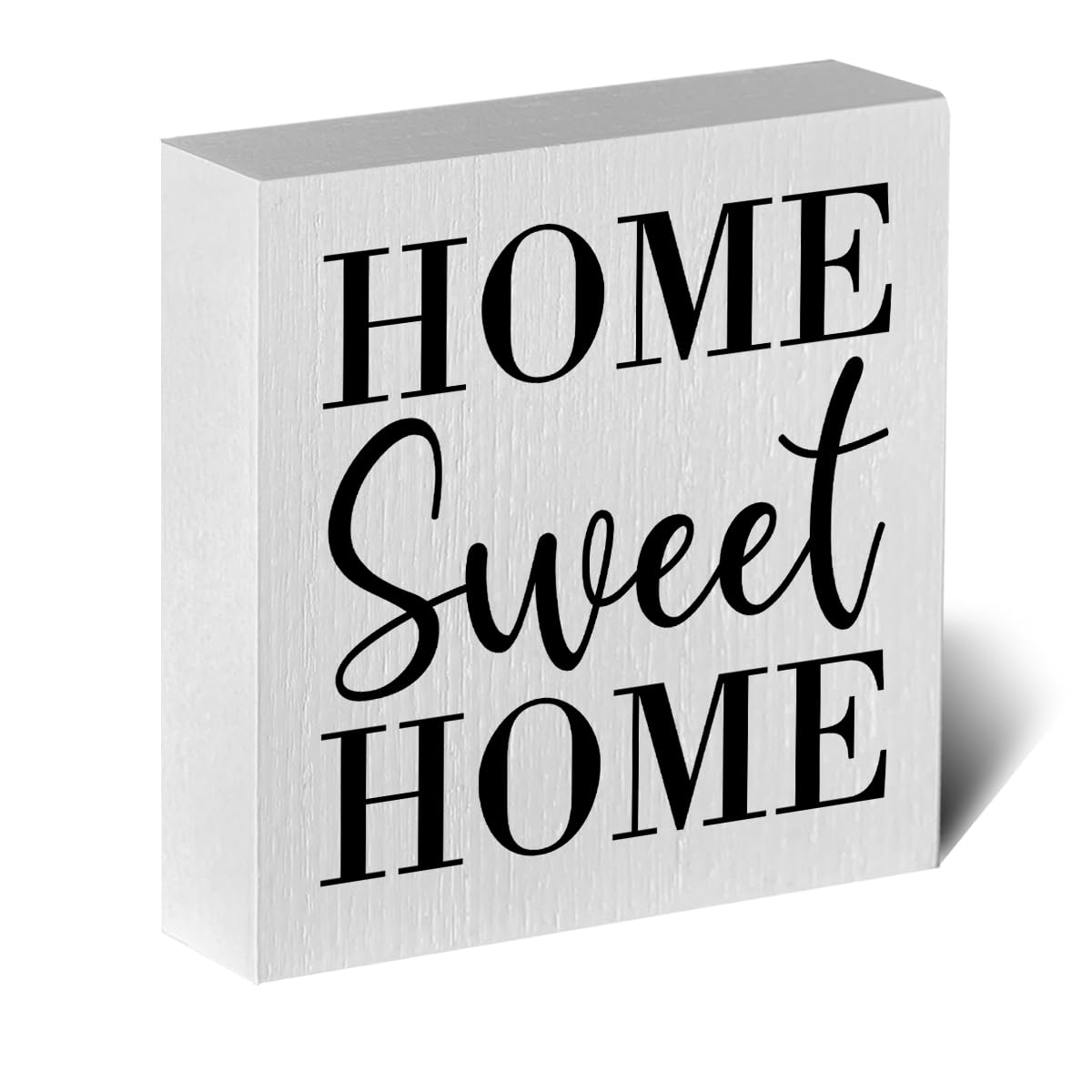 Home Sweet Home Rustic Farmhouse Style Wood Sign Art 5 x 5 Inch Wooden Box Plaque