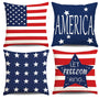 4th of July Throw Pillow Covers 18x18in Set of 4,Patriotic Pillow Case for Independence Day