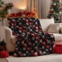 Christmas Flannel Blanket Throw, Black Red Buffalo Plaid Snowflake Soft Fuzzy Plush Cozy Fleece Blankets