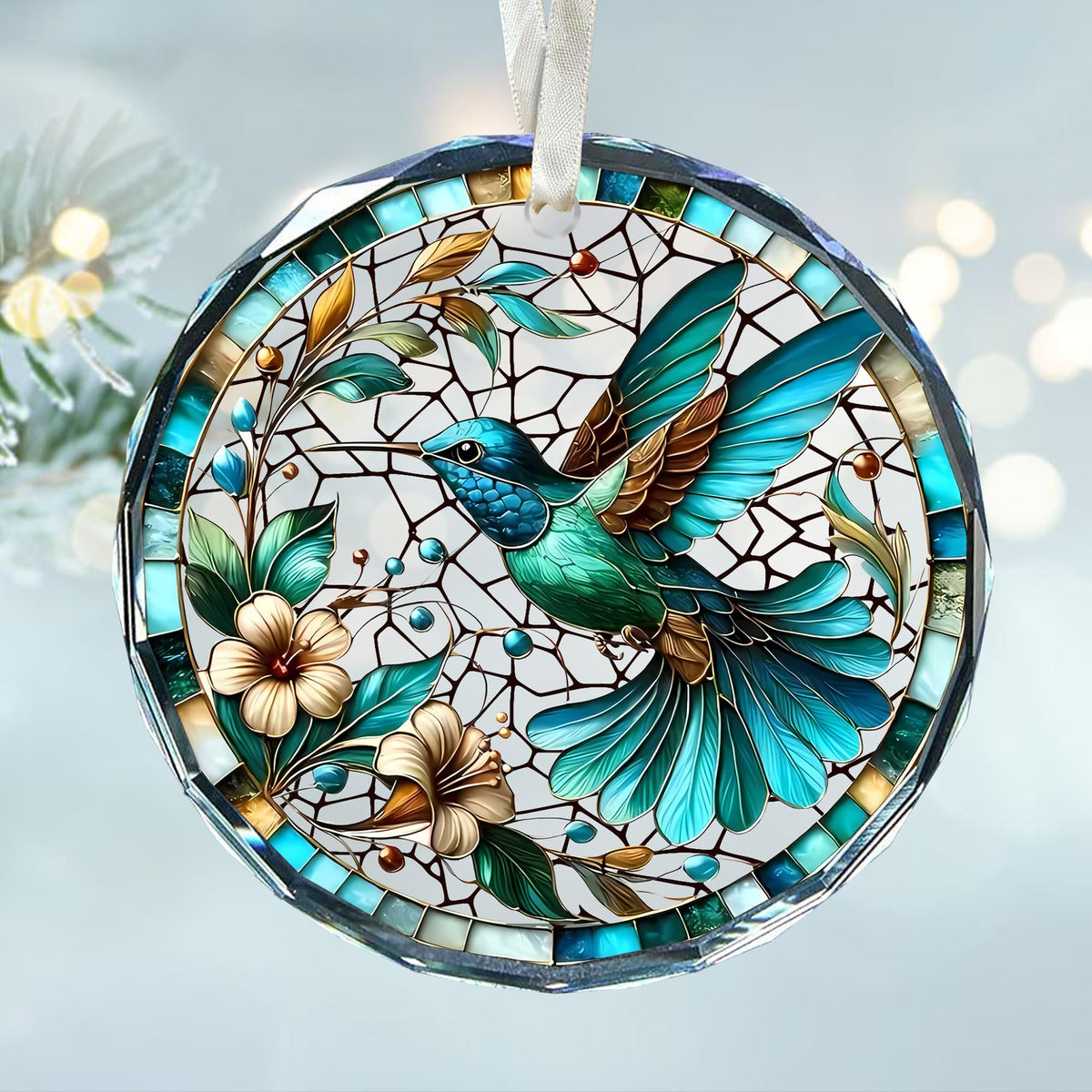 Hummingbird Ornaments for Christmas Tree - Stained Glass Hummingbird Gifts for Women, Unique Crystal Glass Ornaments