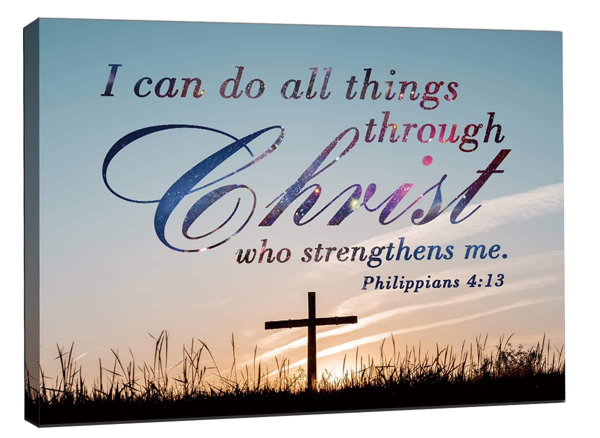 I can do all things Canvas Wall Art philippians 4:13 Wall Inspirational Quotes Framed Artwork for Living Room