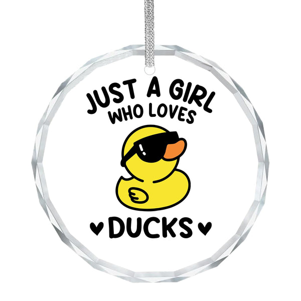 Duck Crystal Glass Christmas Tree Ornament, Hanging Decorations for Christmas Tree, Just a Girl Who Loves Ducks Crystal Glass