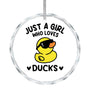 Duck Crystal Glass Christmas Tree Ornament, Hanging Decorations for Christmas Tree, Just a Girl Who Loves Ducks Crystal Glass