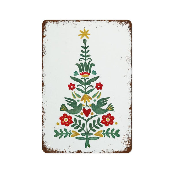 Christmas Print, Watercolor Christmas Tree, Christmas Decoration, Holiday Decor, Norwegian Folk Art