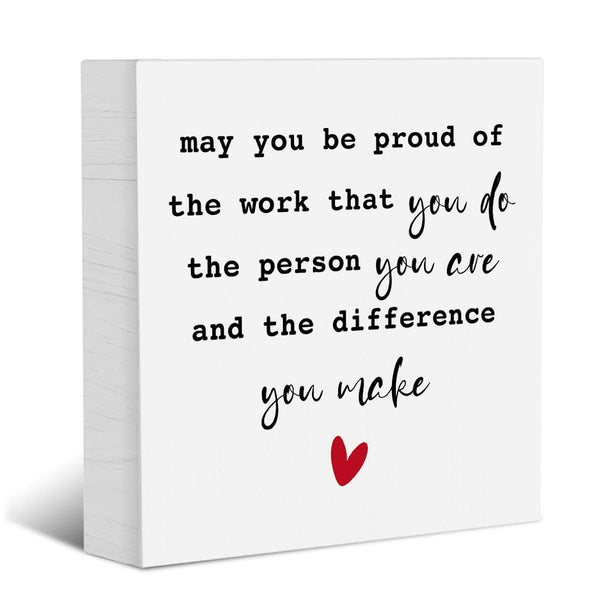Inspirational Gift Thank You Gifts for Coworkers Wooden Box Block Sign Plaque Desk Decor