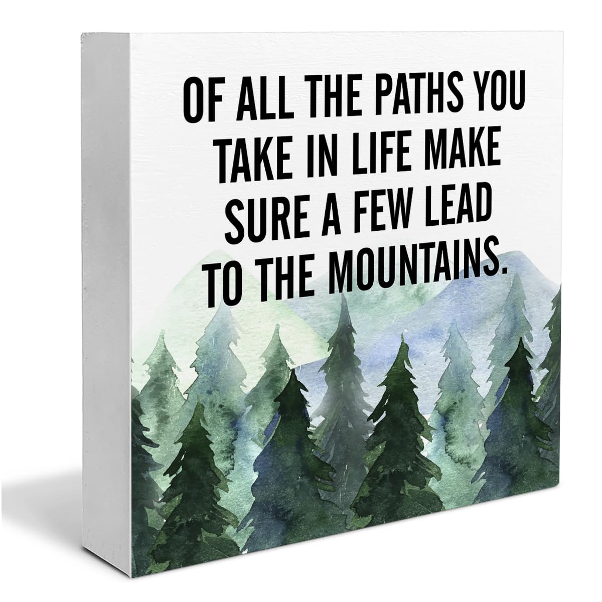 Inspirational Quote Desk Wooden Sign Decor of All the Paths You Take in Life Square Desk Decoration