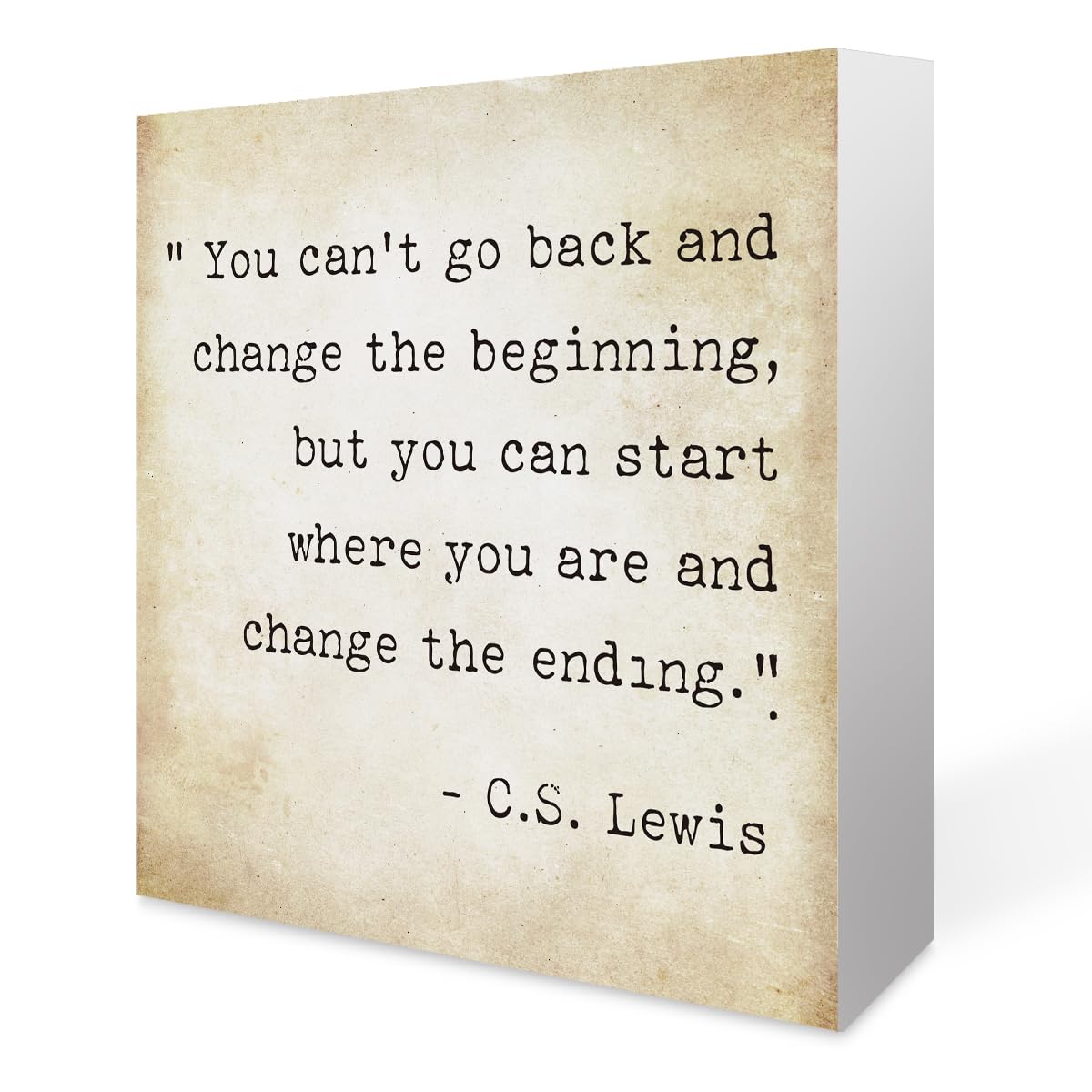 Inspirational Quotes Office Decor for Men, Rustic Wooden Block Plaque Box Sign for Home Office