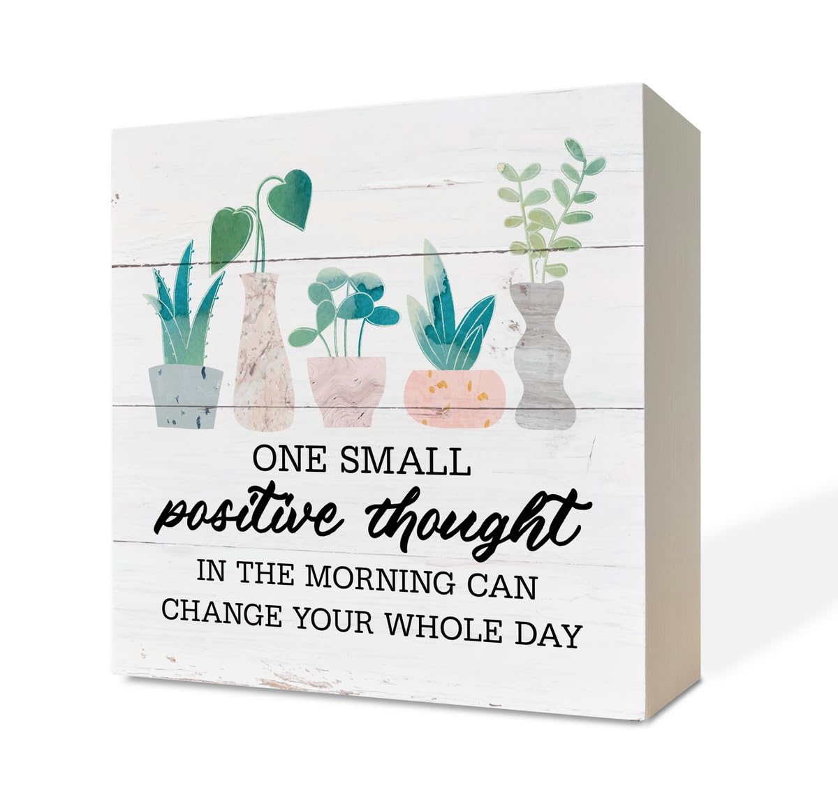 Inspirational Wood Signs, Wooden Box Sign Desk Decor, Greenery Table Decor, Office Decor