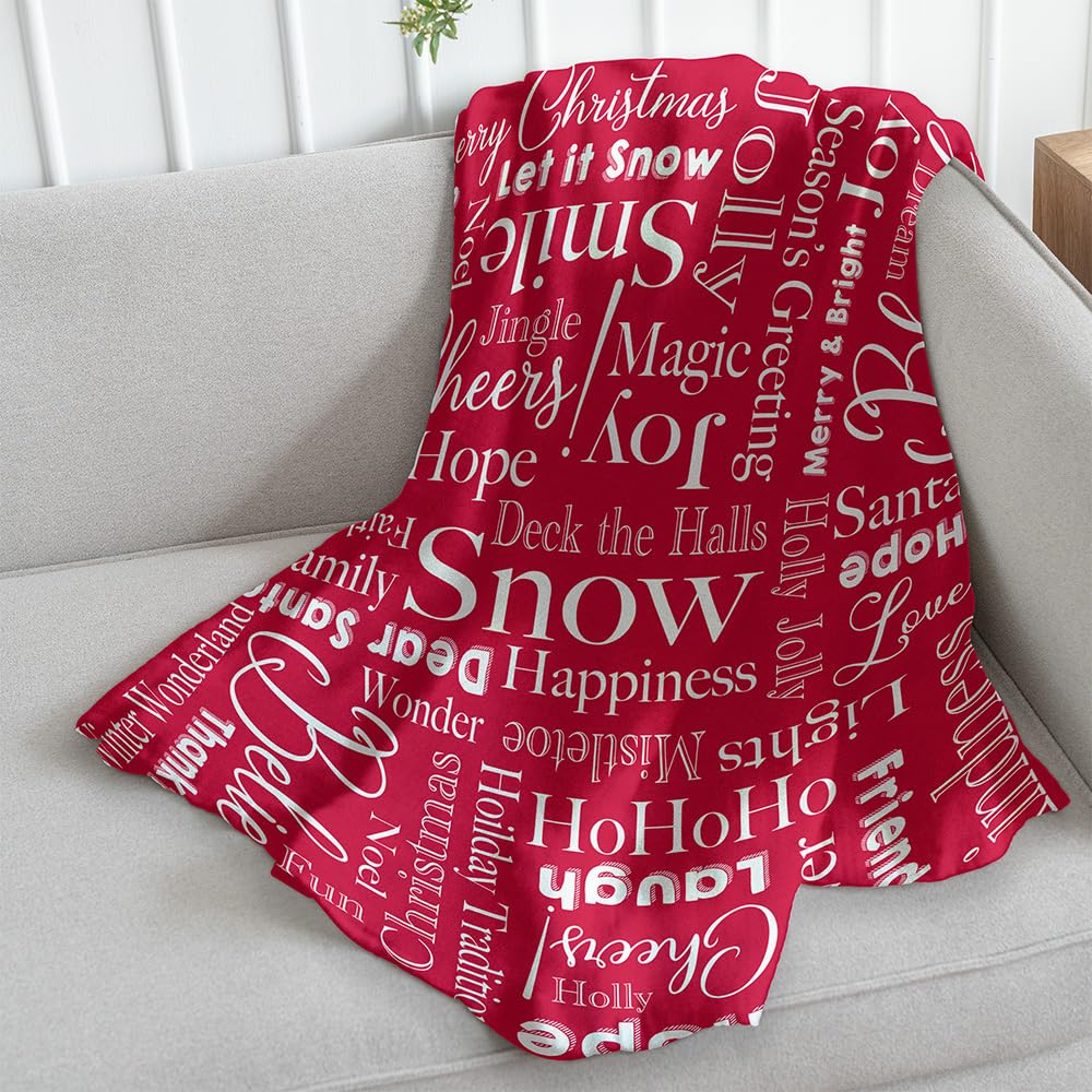 Inspiring Messages (Red) Christmas Super Soft Throw Blanket - 50x60 Throw Blanket for Bedroom, Living Room, Spring Time