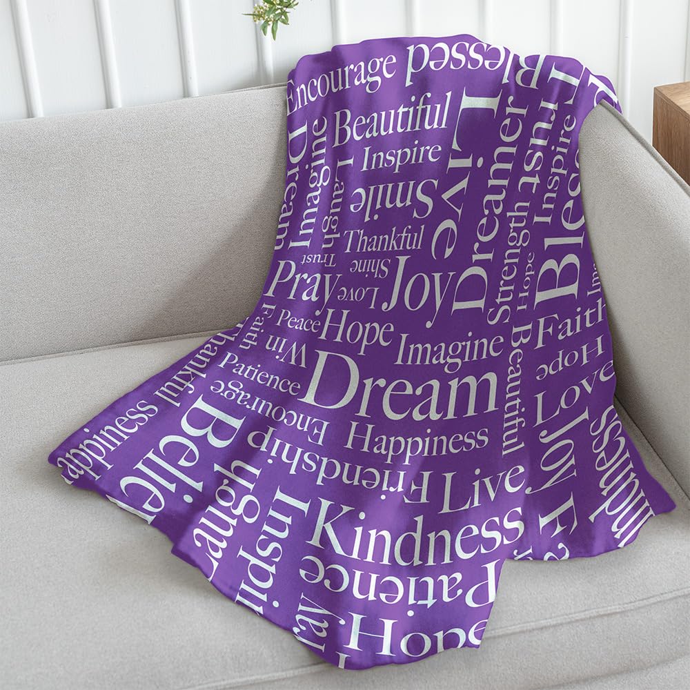 Inspiring Words Purple Super Soft Throw Blanket - 50x60 Throw Blanket for Bedroom, Living Room, Spring Time