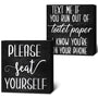 2 Pieces Farmhouse Bathroom Signs Decor Wooden Box Sign Funny Bathroom Wall Art Rustic Wood Plaque