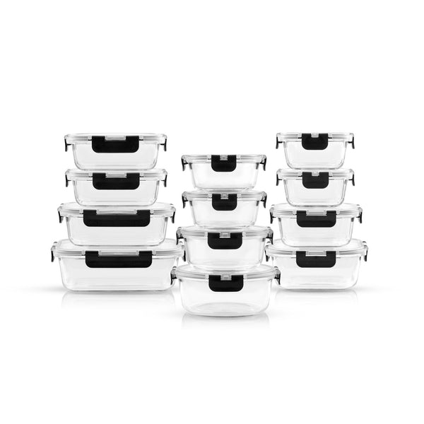 24-Piece Glass Food Storage Container Set with Lids – Airtight, Leakproof Meal Prep Containers for Kitchen