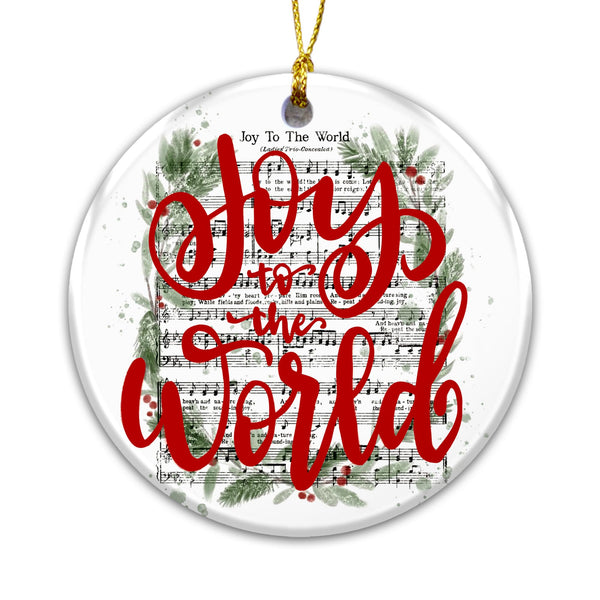 Joy to The World Ornament 2025, Sheet Music Hymn Ornament for Tree, Christian Religious Holiday Décor