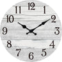 Wall Clock Battery Operated 12 Inch Gray Silent Non Ticking Country Rustic Design, Glass
