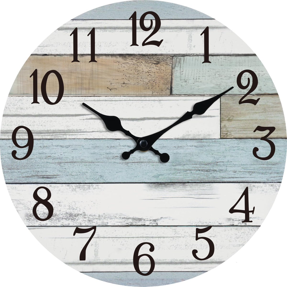 Glass Wall Clock Battery Operated 12 Inch Silent Non Ticking Coastal Design