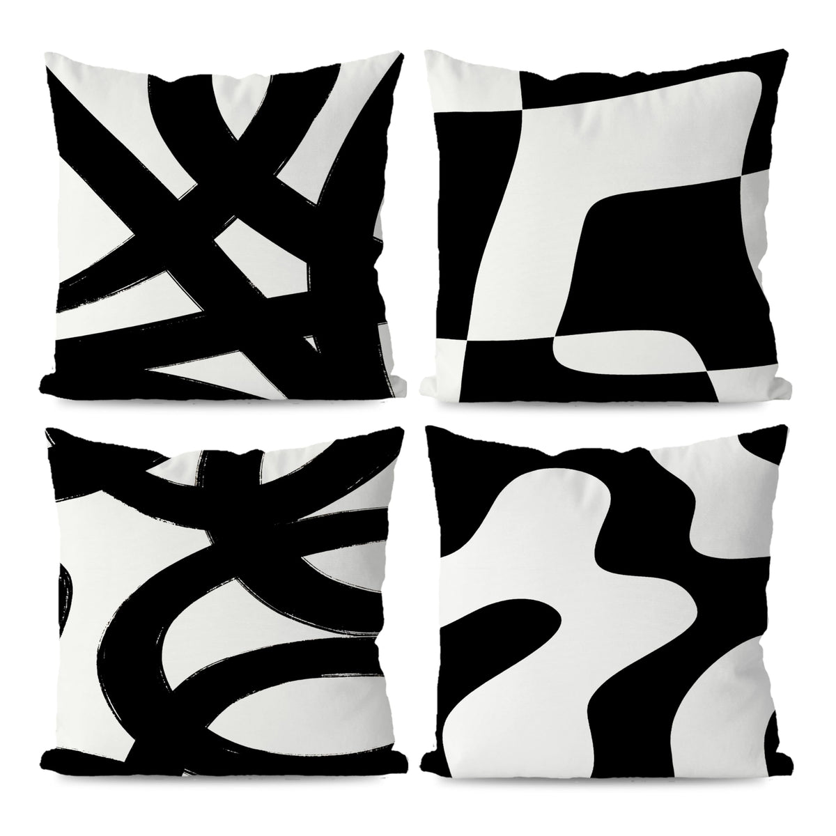 Black and White Throw Pillows Covers 18x18 Decorative Abstract White and Black