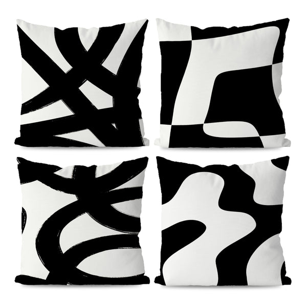 Black and White Throw Pillows Covers 18x18 Decorative Abstract White and Black