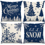 Christmas Pillow Covers 18x18 Blue Christmas Decorations Reindeer Xmas Tree Throw Pillow Covers