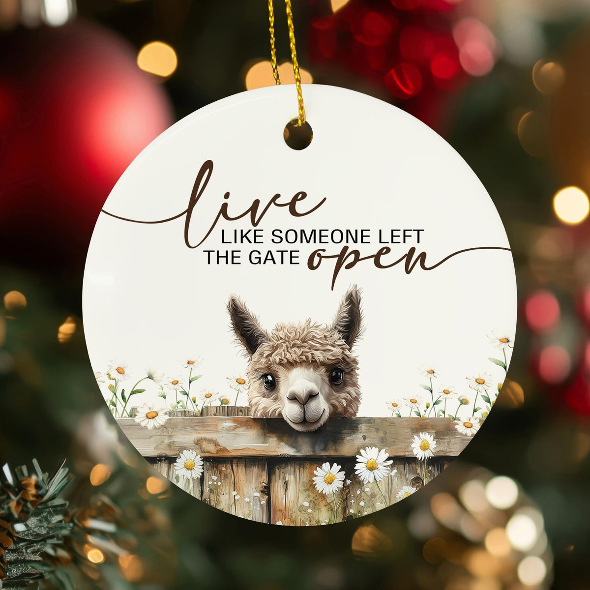 Alpaca Ornaments, Rustic Farmhouse Alpaca Hanging Ornaments for Christmas Tree Party Holiday Decorations