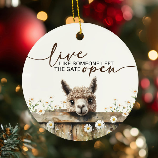 Alpaca Ornaments, Rustic Farmhouse Alpaca Hanging Ornaments for Christmas Tree Party Holiday Decorations