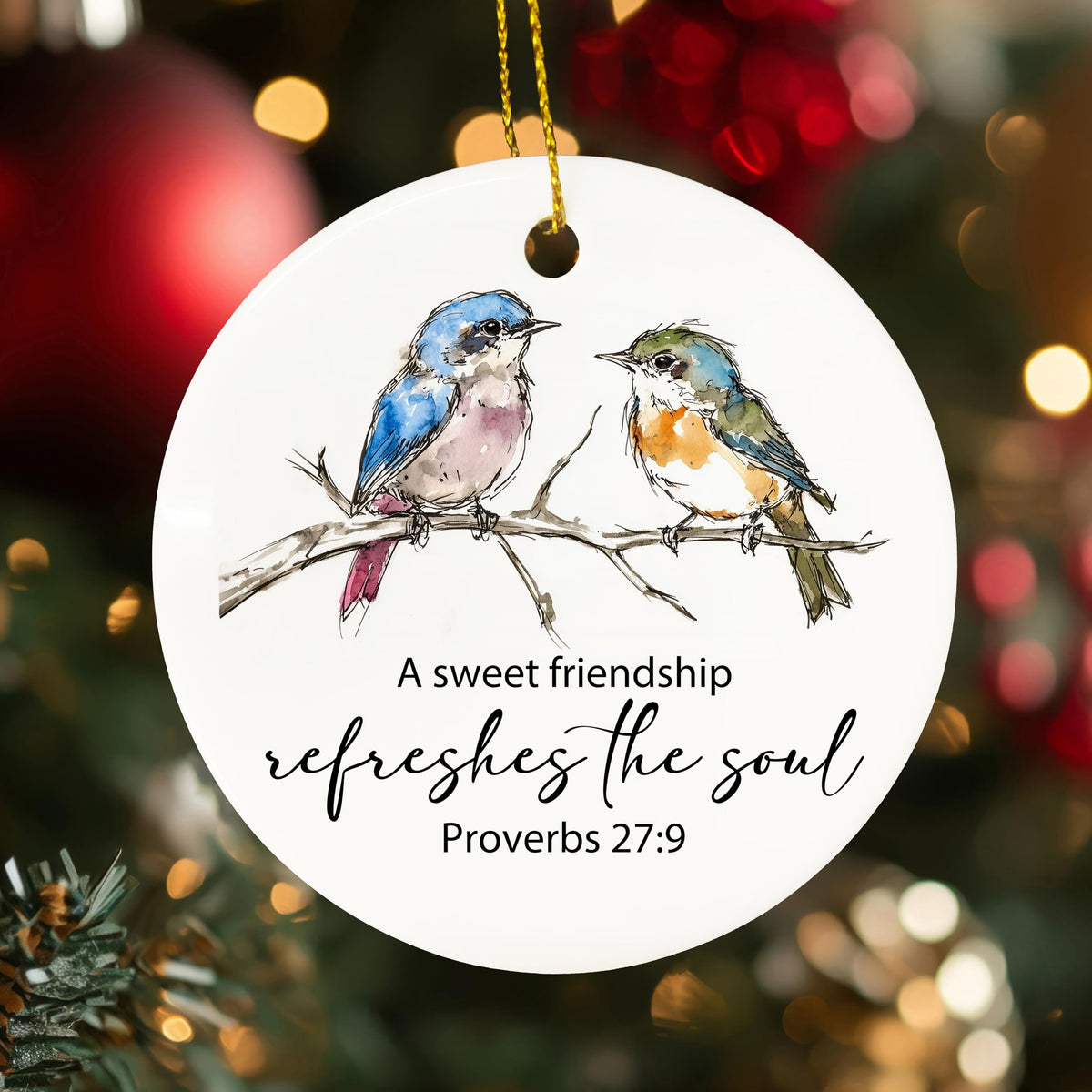 Christian Friendship Ornaments, Religious Bible Verse Bird Hanging Ornaments for Christmas Tree Party Holiday Decorations