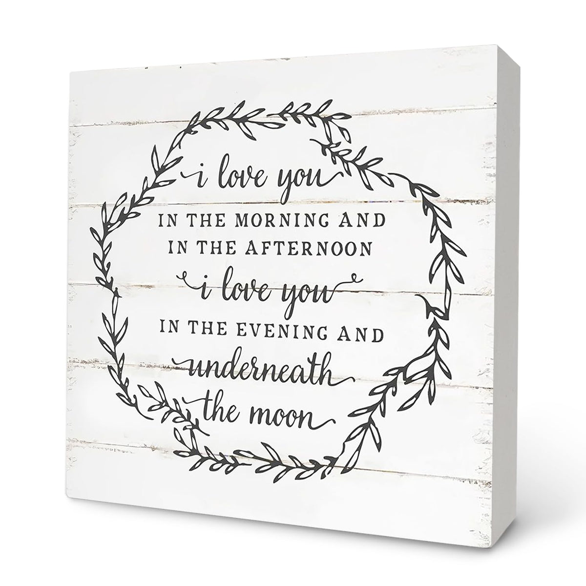 Love Decor, Rustic Wood Box Sign - 'I Love You' Quote, 5x5 Inch
