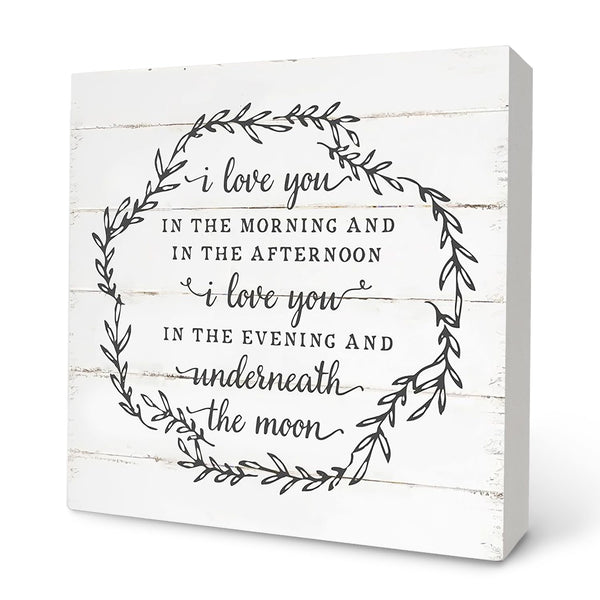 Love Decor, Rustic Wood Box Sign - 'I Love You' Quote, 5x5 Inch