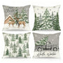 Xmas Throw Pillow Covers Set of 4, 18x18 Inch Cozy Winter Deer Cabin Snowflake Design with Hidden Zipper