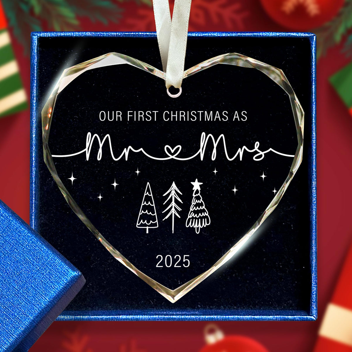 First Christmas Married Ornament 2025 - Mr and Mrs Gifts, Wedding Gifts - Wedding Gift for Couples 2025, Newlyweds, Bride