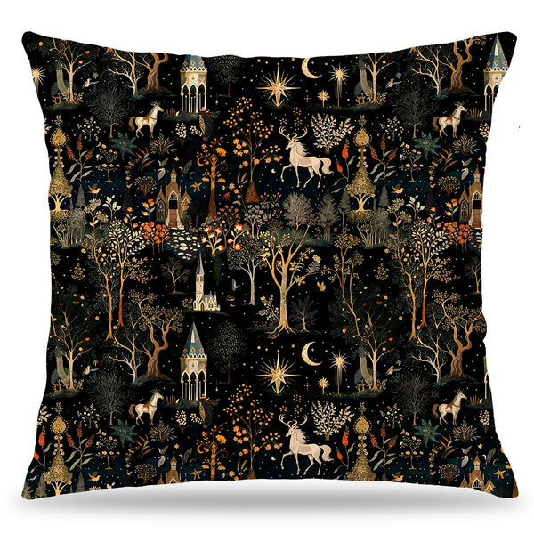 Medieval Dark Gothic Forest Pillow Covers 18x18 Single-Sided, Cottagecore Room Home Decor
