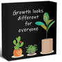 Black Inspirational Wood Block Sign,Growth Looks Different for Everyone Plant Motivational Wooden Block Sign