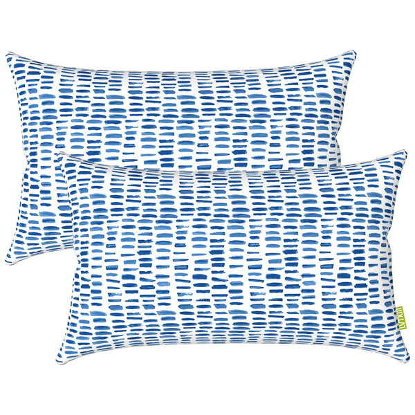 Lumbar Pillow Covers ONLY, 12x20 Inch, Pack of 2, Blue, No Insert, Velvet