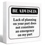 Lack of Planning On Your Part Sign Wood Block,Funny Office Desk Signs Wood Box for Cubicle Tabletop Desk Decor