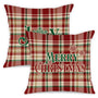 18x18 Christmas Throw Pillow Covers Set of 2, Plaid Christmas Pillow Covers Decorative Pillowcases