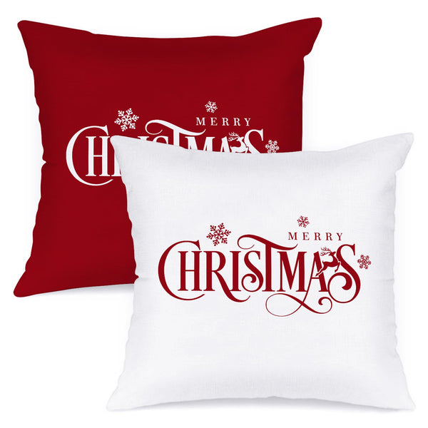 18x18 Red Christmas Lumbar Pillow Covers Set of 2, Xmas Decorations Cushion