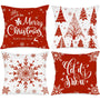 Christmas Throw Pillow Covers 18x18 Set of 4, Merry Christmas Winter Xmas Snowflake