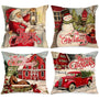 Vintage Merry Christmas Throw Pillow Covers 18x18 Set of 4, Decorative 18 inch Retro Xmas Santa