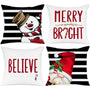 Winter Merry Christmas Throw Pillow Covers 18x18 Set of 4, Decorative Waterproof Red and Black Snowman