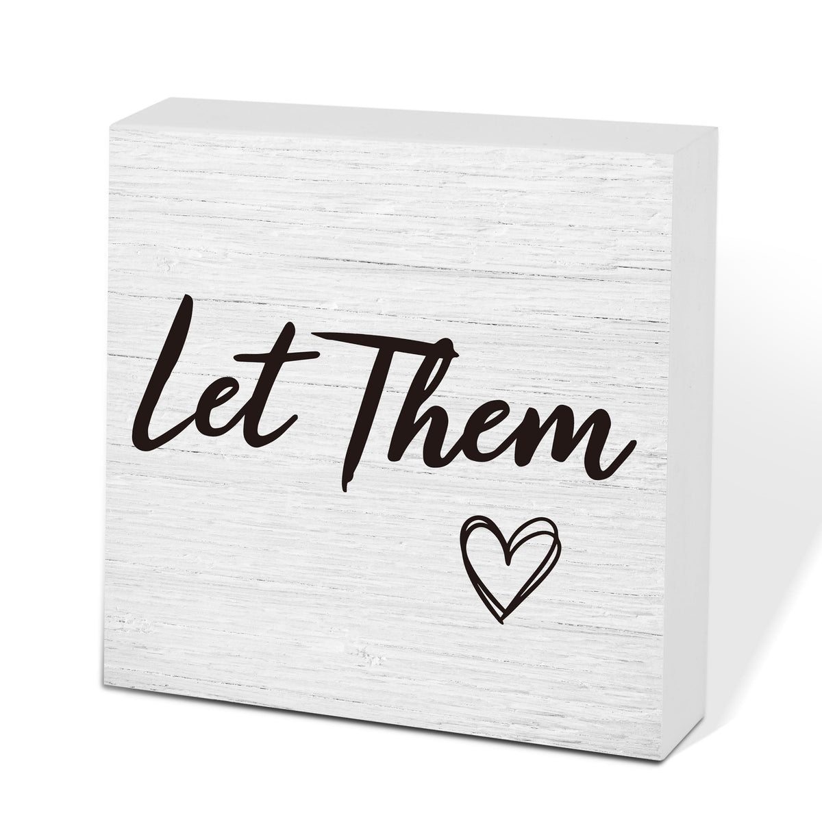 Let Them Wooden Sign, Office Decorations for Work, Let Them Mental Health Rustic Wood Box Signs