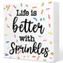 Life with Sprinkles Wooden Box Sign Bakery Decor