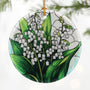 Lily of Valley Flower Ornament – Christmas Decoration &amp; Christmas Ornament; Round Ceramic